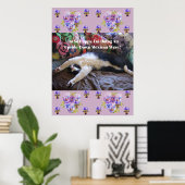 Tuxedo Cat Funny Schattige doet een Mexican Wave Q Poster (Thuiskantoor)