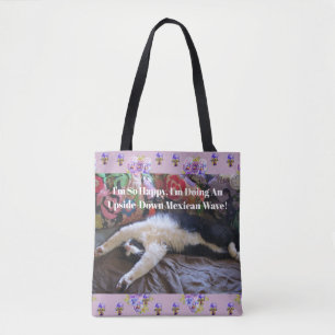 Tuxedo Cat Funny Schattige doet een Mexican Wave Q Tote Bag