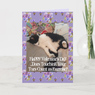 Tuxedo Cat Funny Touching Toes Valentines Day Kaart