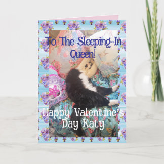 Tuxedo Cat Funny Valentines Day Sleeping In Queen Kaart
