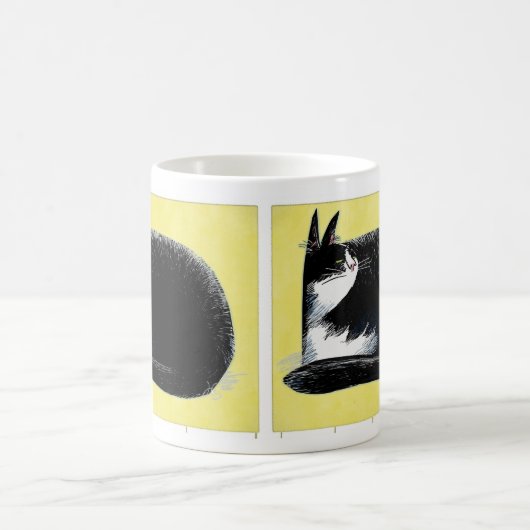 Tuxedo cat - geel koffiemok (Center)
