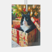 Tuxedo Cat Glass Ornament (Voorkant Rechts)