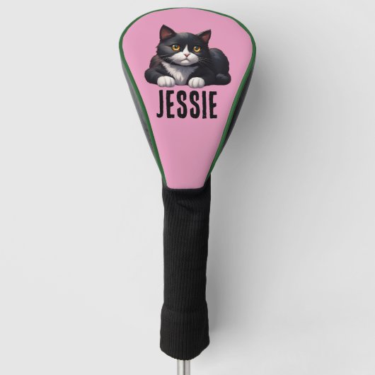 TUXEDO CAT GOLF HEAD HOESJE GEPERSONALISEERD GOLFHEADCOVER (Voorkant)