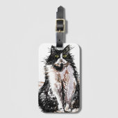 Tuxedo Cat Grappige katten Kunst Tekening Bagage L Bagagelabel (Voorkant (verticaal))