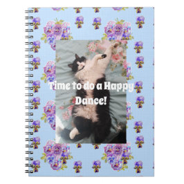 Tuxedo Cat Grappige Lieve Bloemige Gelukkige Dans  Notitieboek