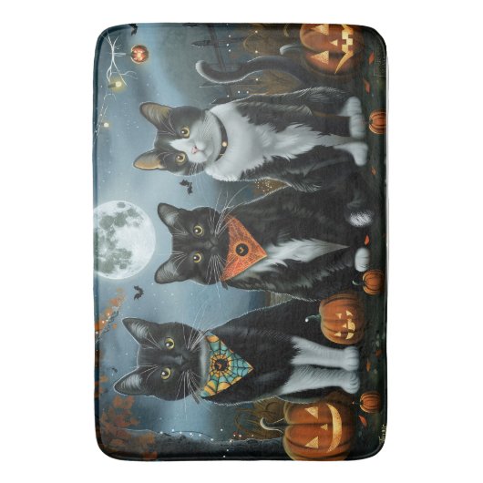 Tuxedo Cat Halloween Spooky Badmat (Voorkant Verticaal)