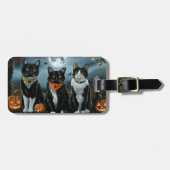 Tuxedo Cat Halloween Spooky Bagagelabel (Voorkant horizontaal)
