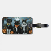 Tuxedo Cat Halloween Spooky Bagagelabel (Achterkant horizontaal)