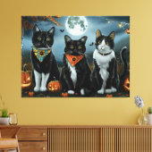 Tuxedo Cat Halloween Spooky Canvas Afdruk (Insitu (Woonkamer))
