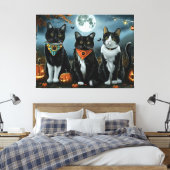 Tuxedo Cat Halloween Spooky Canvas Afdruk (Insitu (Slaapkamer))
