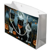 Tuxedo Cat Halloween Spooky Groot Cadeauzakje (Achterkant Gekanteld)