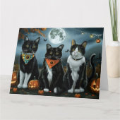 Tuxedo Cat Halloween Spooky Kaart (Voorkant)