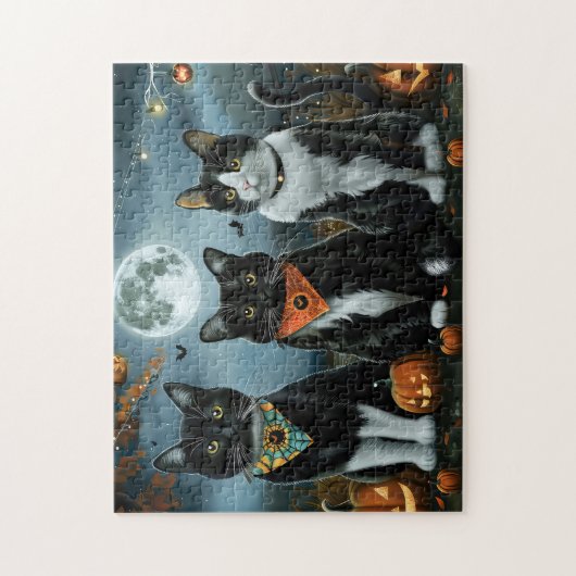 Tuxedo Cat Halloween Spooky Legpuzzel (Verticaal)
