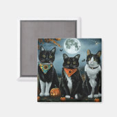 Tuxedo Cat Halloween Spooky Magneet (Voorkant / Achterkant)
