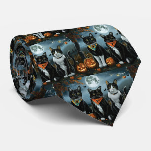 Tuxedo Cat Halloween Spooky Stropdas