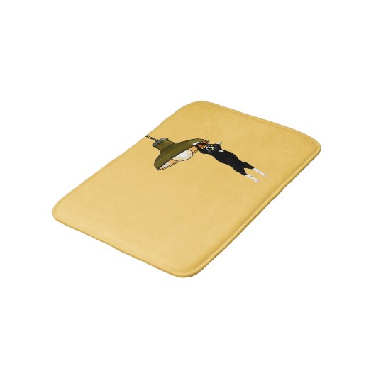 Tuxedo Cat Hanging op lamp Badmat (Gekanteld)