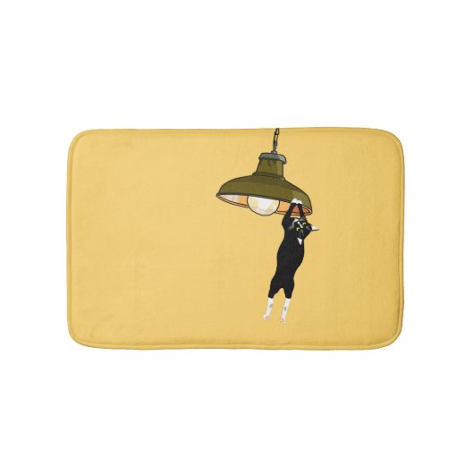 Tuxedo Cat Hanging op lamp Badmat (Voorkant)