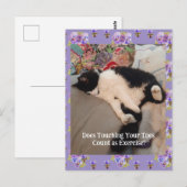 Tuxedo Cat Happy Birthday Touch Toes Card Briefkaart (Voorkant / Achterkant)