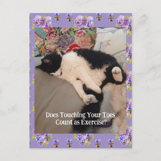 Tuxedo Cat Happy Birthday Touch Toes Card Briefkaart (Voorkant)