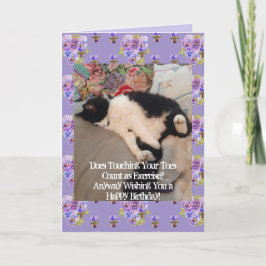 Tuxedo Cat Happy Birthday Touch Toes Card Kaart