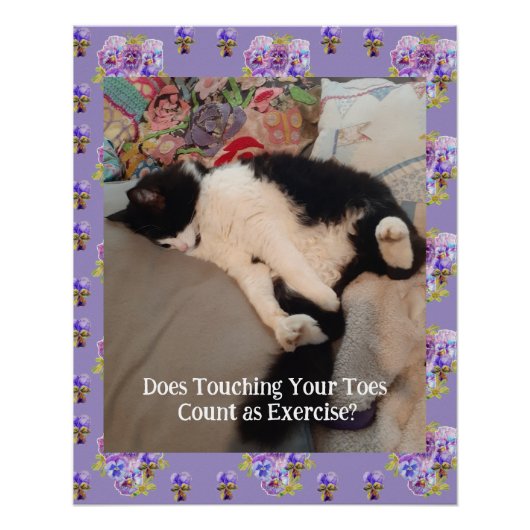 Tuxedo Cat Happy Birthday Touch Toes Card Perfect Poster (Voorkant)