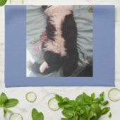 Tuxedo Cat Happy Dance Photo Kitchen Towel Theedoek (Gevouwen)