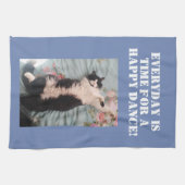 Tuxedo Cat Happy Dance Photo Kitchen Towel Theedoek (Horizontaal)