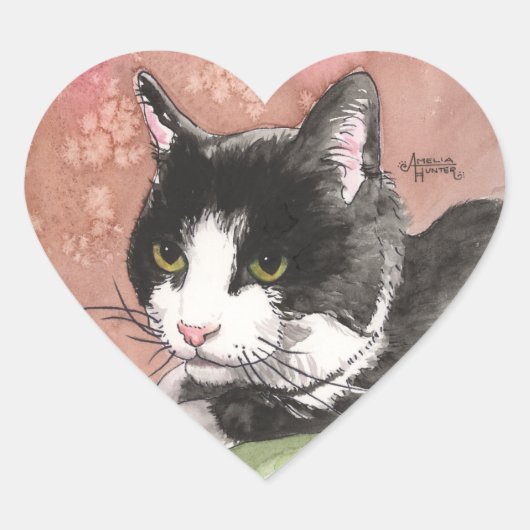Tuxedo Cat Hart Sticker (Voorkant)
