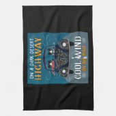 Tuxedo Cat Highway Cool Wind In My Hair Hippie Cat Theedoek (Verticaal)