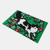 Tuxedo Cat Holly Yule Artwork Cat Deurmat (Schuin)