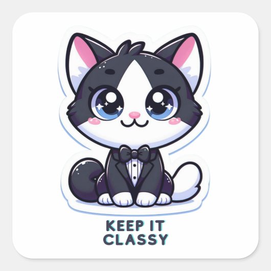 Tuxedo Cat Houd het stijlvol Vierkante Sticker (Voorkant)