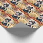 Tuxedo Cat in Autumn verlaat Thanksgiving Cadeaupapier (Hoek)
