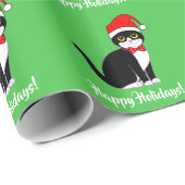 Tuxedo Cat in Bowtie: Kerstmis Cadeaupapier (Rol Hoek)