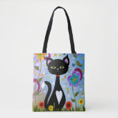 Tuxedo Cat in een tuin Abstract Tote Bag (Voorkant)