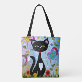 Tuxedo Cat in een tuin Abstract Tote Bag (Achterkant)
