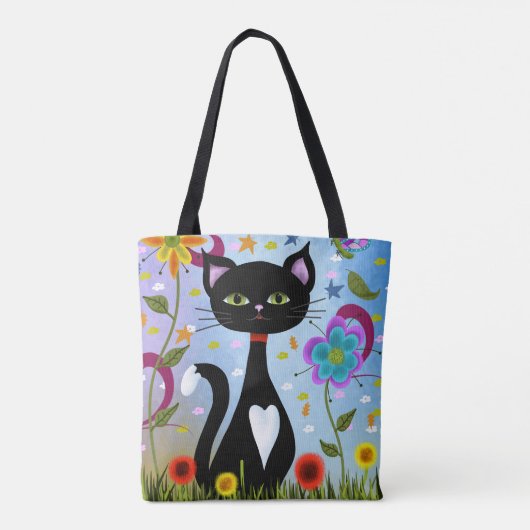Tuxedo Cat in een tuin Abstract Tote Bag (Achterkant)