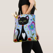 Tuxedo Cat in een tuin Abstract Tote Bag (Dichtbij)