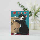 Tuxedo Cat in Love of Box Briefkaart (Staand voorkant)