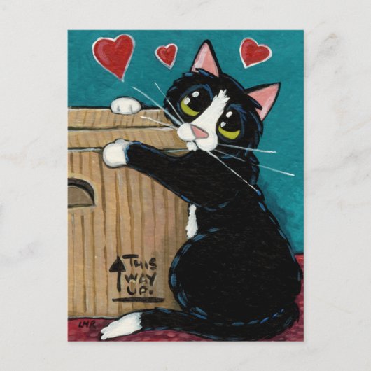 Tuxedo Cat in Love of Box Briefkaart (Voorkant)