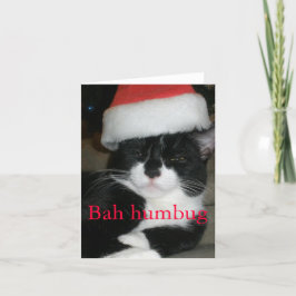 Tuxedo Cat in Santa Hat Feestdagen Kaart