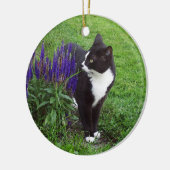 Tuxedo Cat in tuin Keramisch Ornament (Links)