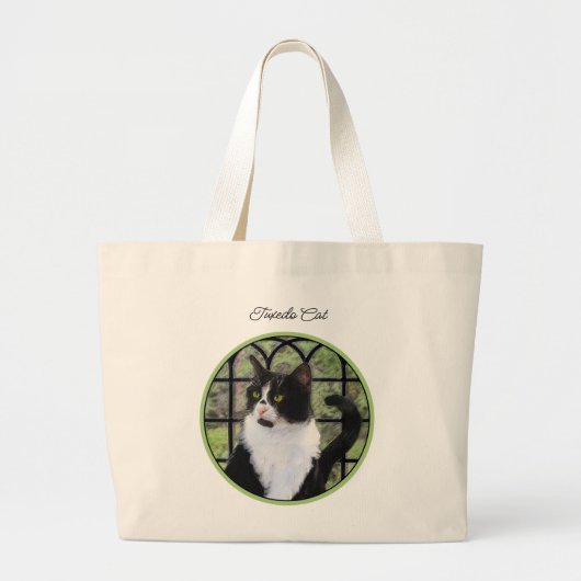 Tuxedo Cat in Window Painting Schattigee originele Grote Tote Bag (Voorkant)