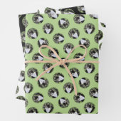 Tuxedo Cat in Window Painting Schattigee originele Inpakpapier Vel (In situ)