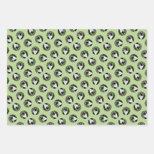 Tuxedo Cat in Window Painting Schattigee originele Inpakpapier Vel (Voorkant)