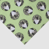 Tuxedo Cat in Window Painting Schattigee originele Tissuepapier (Detail)