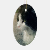 Tuxedo Cat Keramisch Ornament (Rechts)