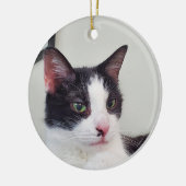 Tuxedo Cat Keramisch Ornament (Links)