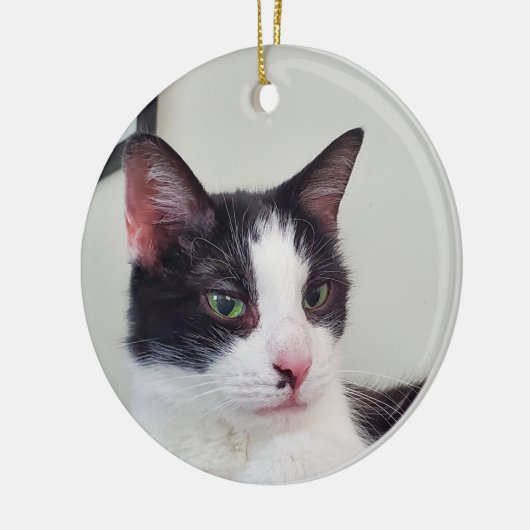 Tuxedo Cat Keramisch Ornament (Links)