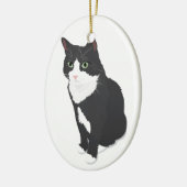 Tuxedo Cat Keramisch Ornament (Links)