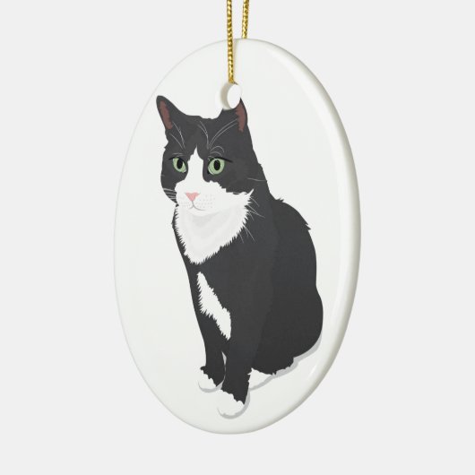 Tuxedo Cat Keramisch Ornament (Links)